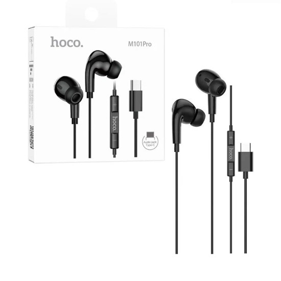 Hoco Wire-controlled Digital Earphones M101 Pro Crystal with mic and One Button control Type-C Joy 1.2m Black